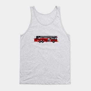 Red and Black Fire Truck Ladder Tank Top